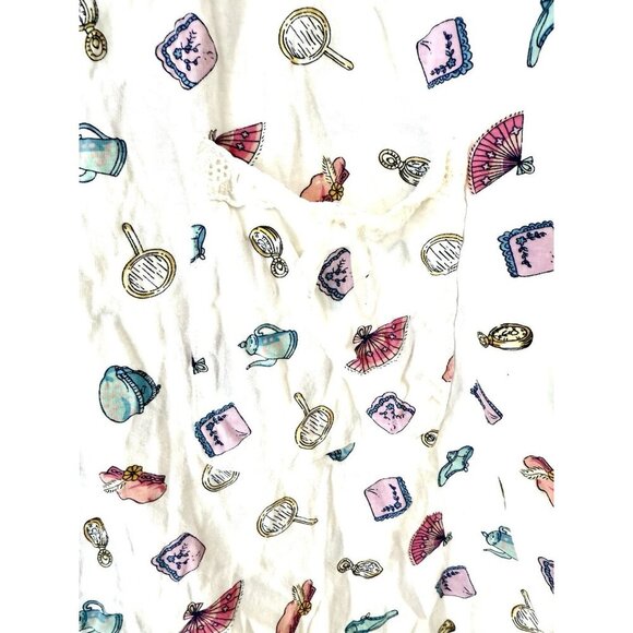 kathryn Vintage Makeup Glam print pajama Top - Picture 3 of 7